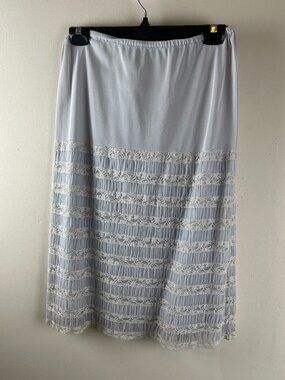 Vintage Blue Swan Half Slip Horizontal Tier Of Ruffled Lace